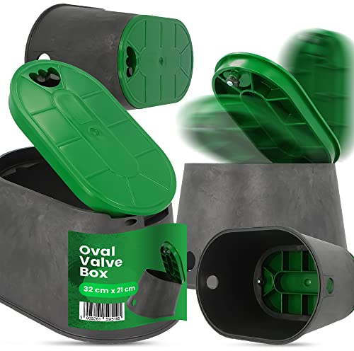 Instalguru Ventilkasten Bewässerung Mit Deckel Ventilbox Garten Ovaler Schacht 32x21cm Tropfbewässerung Ventilkammer Beregnungsventilkasten Hydrantenschutzgehäuse Bewässerungsanlage