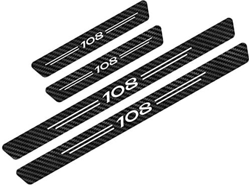 Symilov 4pcs Car Outer Door Sill Protector Kick Plates for Peu-geot 107 108 206 207 208 2008 5008 Rifter, Auto Scuff Guard Threshold Cover Pedal Carbon Fiber Non-Slip Sticker Trim Accessories, 108