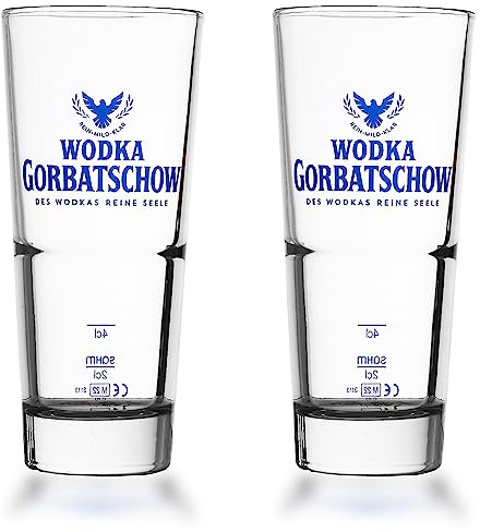 Albellion 2 Stück Original Vodka Wodka Gorbatschow Longdrink Gläser Cocktailglas Cocktailgläser Set, Transparent