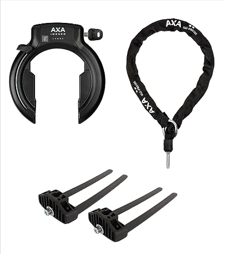 Axa Rahmenschloss Imenso Large 75mm abziehbar/nicht abziebar + Kette wählbar + MSZweirad Befestigungsmaterial (Schloss (Schlüssel abziehbar), Kette ULC Pro 100/8,5)