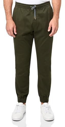 Volcom Frickin Slim Jogger Pants – Tapered Fit with Drawstring Waist, Elastic Cuffs, and Recycled Stretch Fabric Pantalones, Verde Oscuro, M para Hombre