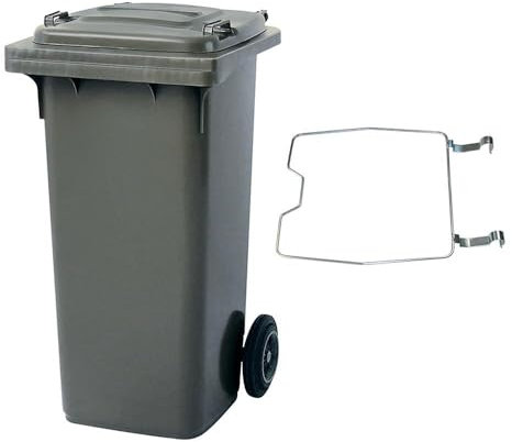 BRB Poubelle MGB 120 litres, avec anneau de serrage pour sacs poubelles, grise