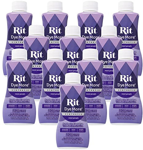 Rit DyeMore - Tinte de fibra líquida sintética de 7 onzas para ropa, decoración y manualidades, morado real (paquete de 12)
