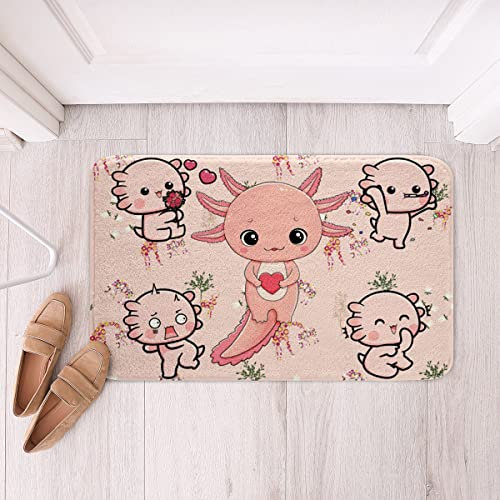 Fußmatte Niedlicher Axolotl-Salamander, Lustige Magische Tiere Duschvorleger Mode Badteppich rutschfest Badezimmerteppich Für Schlafzimmer Dusche Küche 40x60cm