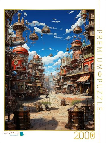 Puzzle · Steampunk Straße - Anime Manga Landschaft | 2000 Teile · Lege-Größe 90 × 67 cm · CALVENDO Puzzle