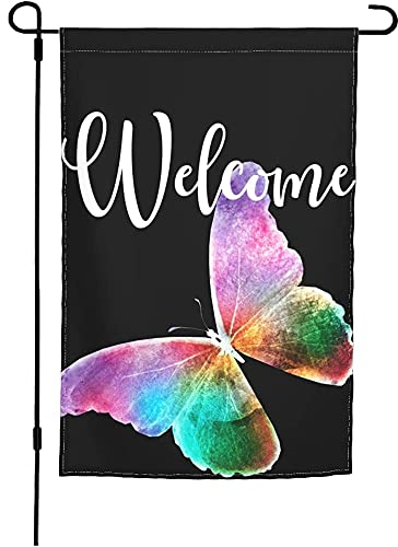 Bannerfahnen 30x45cm, Abstraktes Regenbogenfarben Schmetterlings Geheimnisvolles Muster Willkommensflagge Dekoration Dekorative Fahnen, Für Bauernhaus, Partys
