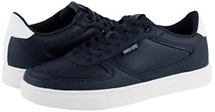 Mario Lopez Fuego Herren-Sneaker, niedrig, Schnürung, bequem, Herren-Sneaker, klassische Schuhe für Herren, Marineblau, 44 EU