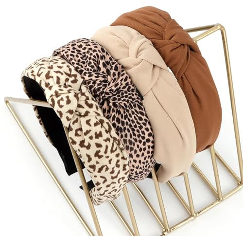 4 Stück Haarreifen Damen Breit, Haarreif Beige für Damen