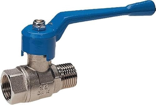 2/2-Wege-Kugelhahn KH-2-G2i-G2a-25-MSV-PTFE-AL-BL-T201 - aus Messing vernickelt mit G-Innen-/Außengewinde