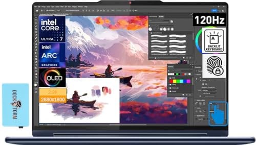 Lenovo Yoga 9i AI Powered 2-in-1 Laptop 14.0 120 Hz Touchscreen OLED 2.8K (Intel Ultra 7-155H, 16GB LPDDR5X, 1TB SSD, Active Pen, Backlit KYB, FP Reader, 2 Thunderbolt 4, Win 11 Home) w/DKZ Hub