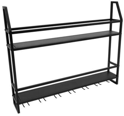 Queeucaer Industrielle Weinregal Wandmontage Bar Drinks Cabinet Industrial Metallregal DHL Schwarz Metall Flaschenhalter Multifunktionale Weinaufbewahrung Display Rack für Zuhause Esszimmer