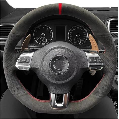QIPEVMLZ Caches Volant pour VW pour Golf 6 pour GTI pour MK6 pour Polo pour GTI pour Scirocco R pour Passat pour CC pour Line 10 Couverture Volant Voiture Couvre Volant Voiture(Style 4)