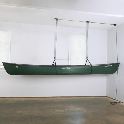 Teal Triangle Heavy Duty Elite Canoe Hoist, Easy-Lift Garage Pulley System, Holds 150 lbs, Fits 12-Foot+ Ceilings, Patented No-Slip Strap, No Setup Required