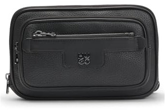 HUGO Herren Nesh R Crossover Umhängetasche aus genarbtem Kunstleder mit Stack-Logo Schwarz001 Stck