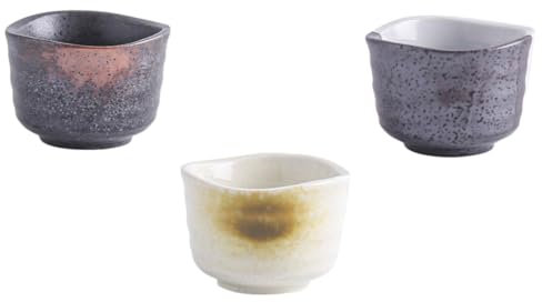 CRILSTYLEO Tazas De Cerámica para Sake 3 Piezas Vaso Sake Japones Estilo Tradicional Decoración para Hogar