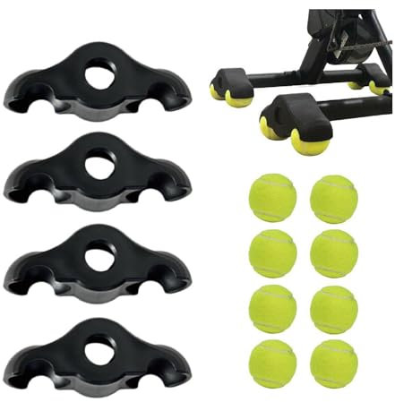 4 Pack Indoor Cycling Feet Adapters With 8 Pack Tennis Stability Accessories, for Smart Bikes Resistance Trainer Home Workout Equipment Indoor Home Exercise Kick Core (With ball)