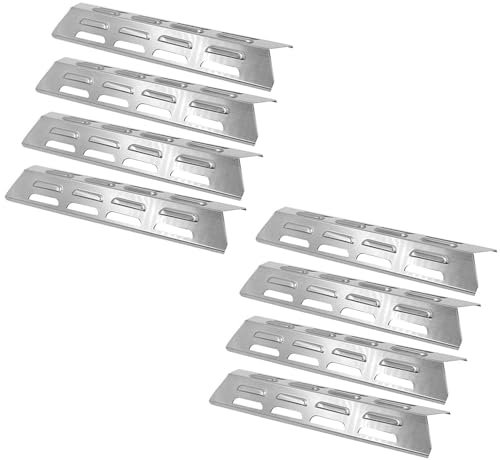 Lot de 8 plaques chauffantes de 40,8 cm, pièces de rechange pour barbecue extérieur, couvercle de brûleur en acier inoxydable, plaque chauffante pour barbecue, distributeur de flamme