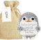 Positive Penguin Crochet Emotional Support Gift & Linen Gift Bag | Cute Positive Gifts, Pocket Hug | Inspirational Gifts For Women, Men, Friends, Work Colleagues | Good Luck, Mental Health