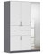 Rauch Möbel Norwich Kleiderschrank, Schrank, Garderobe, Organizer, 5-türig, mit Spiegel, 2 Schubladen für mehr Stauraum, Farbe Weiß/Grau metallic, Schwarz, Griffprofil Grau metallic, 136x197x54cm