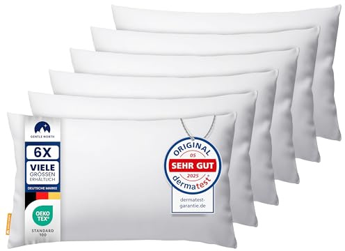 Gentle North Kopfkissen (50x80 cm groß) - 6er Set Kissen für Bett und als Dekokissen - Mit Reißverschluss für Füllung - Sofakissen - Zierkissen für Couch und Sofa - Ökotex - Waschbar bis 60° - Weiß