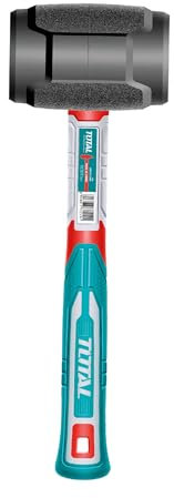TOTAL - Mazza in Gomma - 220 g - Per Piastrellatura, Livellamento e Assemblaggio - Colpisce Senza Danneggiare la Superficie - Manico Antiscivolo in Fibra Trimateriale - Testa in Gomma Nera
