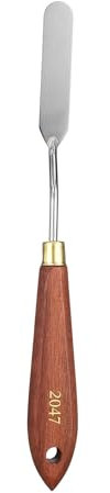 sourcing map Palette Knife Painting Tool 2.48 x 0.51 Stainless Steel Teardrop Blade 8.27 Length Spatula Painting Pallet Knives with Hole Beech Wood Handle for Oil Acrylic Canvas, Red/Silver