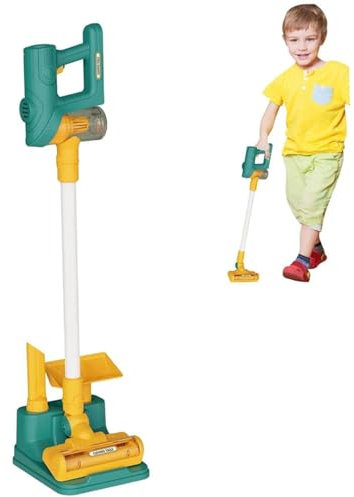 Kinderstaubsauger, das wirklich funktioniert, realistisch abnehmbares Spielzeugvakuum mit Soundeffekten und Arbeitssaugung, interaktive Fähigkeiten aufbauen Kinder für Kleinkinder 3+, grün das realli