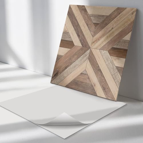 Panneaux Muraux Adhesif 50x50 cm pour la Cuisine, Salle de Bains et Chambre pour Sol Décoratif Revêtement Mural Imperméable Adhesive Intérieur Autocollant - Modèle de panneaux de bois