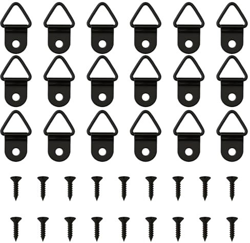 150pcs Heavy Duty D Rings Picture Hangers with 150 Pieces Screws,Picture Hanging Kit,Heavy Duty Pictures Hanging Hooks for Clock,Decoration,Mirror,Paintings,Artwork Pictures Frame(Black)