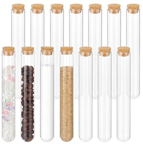 BENECREAT 15 Stück 60 ml Glasröhrchen Mit Korken 155.5x22 Mm Reagenzglasflaschen Aus Glas Zur Aufbewahrung von Flüssigkeiten Getrocknete Blumendekoration Aufbewahrung von Badesalz Und Süßigkeiten