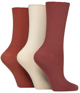 Elle Ladies Ribbed Bamboo Socks with Scallop Top Pack of 3