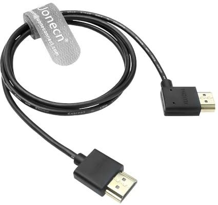 Uonecn 8K HDMI 2.1 Kabel für Atomos Ninja V, 48Gbps Ultra High Speed Dünnes HDMI Kabel, Gerade zu Left Angle Kurz HDMI Kabel für Sony A7IV, Z-CAM F6, RED Dolby Atmos, 8K/4K TV, Laptop 100cm/39.4