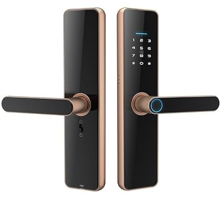 TBMTOAL Smart Door Lock Electronic Code Lock Fingerprint, Password Bluetooth Smart Locks with Keypad Vision Biometric Identification Fingerprint Key Digital NFC Rose gold