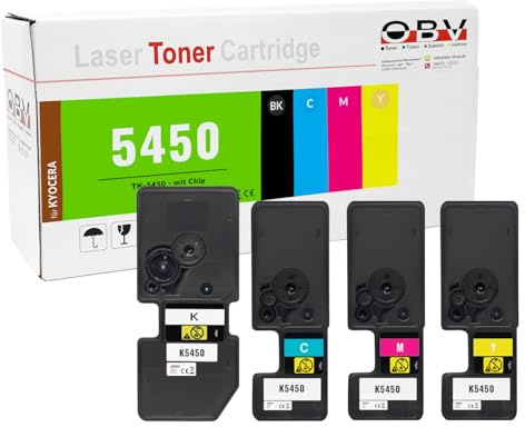 OBV TK5450 Toner Kompatibel für Kyocera TK-5450 MA2600cfx MA2600cwfx PA2600cx 4er Set Schwarz Cyan Magenta Gelb ca. 4.100/3.200 Seiten