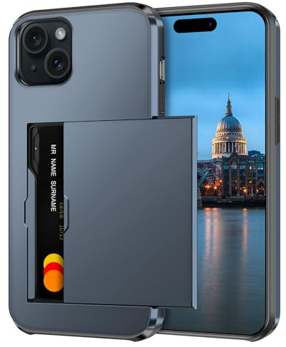 Coolden for iPhone 15 Plus Case with Card Holder Wallet Cover Navy