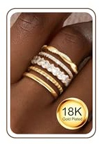 ZNBOH Ringe Set Gold Silber Damen Wasserfest Stapelbar Zirkonia Größe 52-62 | 5PCS Ring Set mit Zirkonia,18K Vergoldet,Verlobungsring,Promise Daumenring,Fingerring,Goldring,Schmuck für Frauen Mädchen