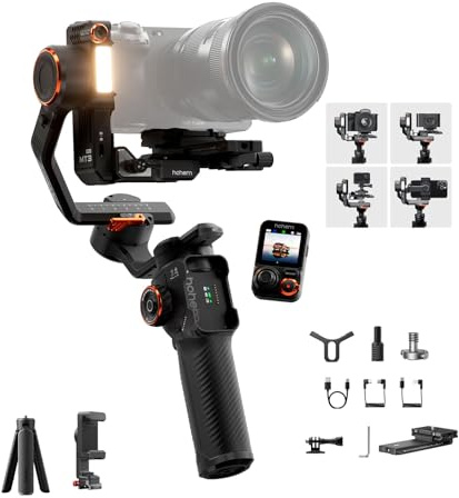 hohem iSteady MT3 PRO Stabilizzatore fotocamera per Canon Sony Panasonic Nikon Fujifilm GoPro Smartphone, Carico Utile di 5,51 LBS, Gimbal con tracciamento AI, Telecomando Rimovibile