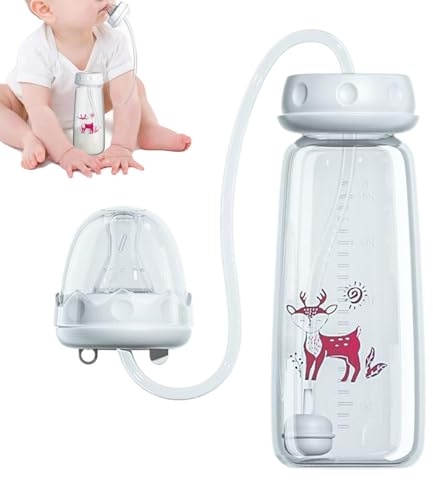 Hand Free with Milk Bottle - Anti-Colic Feeding Bottle, Adjustable Fast Flow Milk Bottles for Boys Girls Indoor Outdoor Home Bedroom Living Room Hotel