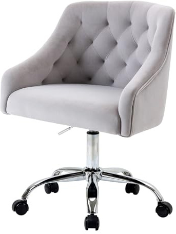 Fiximaster Samt Bürostuhl, Ergonomischer Schreibtischstuhl Samt mit Rollen, Höhenverstellbarer Drehstuhl Schminktisch für Homeoffice & Mädchen, Modern Glam Design Sessel Belastbar bis 135 kg