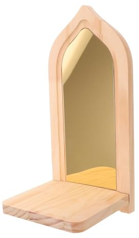 FRCOLOR Portavelas de Pared Arqueado de Madera con Acrílico Espejo Dorado | 30 X 14, 5x13, 5cm, Estilo Farmhouse y Rústico, para Hogar y Decoración Mural Moderna