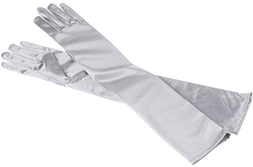 MEISHINE® Elegante Guantes de Boda para Mujer Satén Elástico Guantes de Novia Plata
