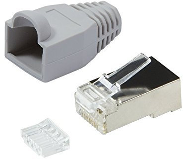 BIGtec 10 x RJ45 Stecker CAT.5 grau Gigabit Crimpstecker RJ-45 Modular Plug Ethernet LAN Kabel Steckverbinder Netzwerkstecker geschirmt CAT .5e