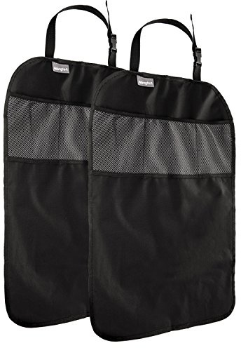 Hillington Back Seat Protective Kick Mats Waterproof and Stain Resistant Covers with 3 Mesh Storage Pockets