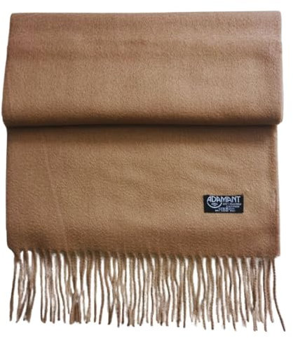 ADAMANT 100% Reines Kaschmir, Herren/Damen-Unisex- Schal - superweich - 180cm lang - STANDARDMAß - EINFARBIG oder KARIERT -feines Flaumhaar - Taupe