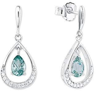 Amor Ohrhänger 925 Sterling Silber Damen Ohrschmuck, mit Zirkonia synth., 2,2 cm, Grün, Kommt in Schmuck Geschenk Box, 2023895