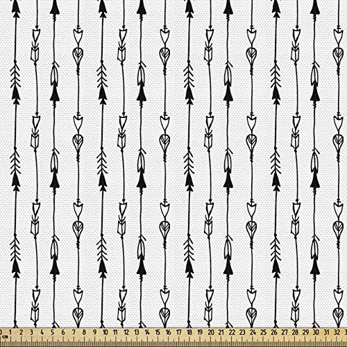 ABAKUHAUS Schwarz-Weiss Gewebe als Meterware, Stamm Vintage Pfeil, Schön Gewebten Stoff für Polster und Wohnaccessoires, 1M (148x100cm), Grau