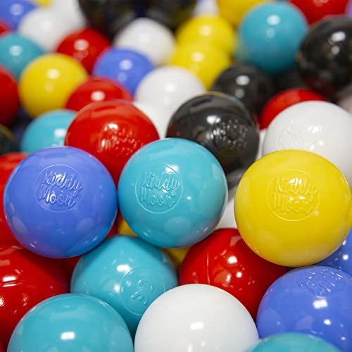 KiddyMoon 1200/6Cm ∅ Balles Colorées Plastique pour Piscine Enfant Bébé Fabriqué en EU, Noir/Blanc/Bleu/Rouge/Jaune/Turquoise