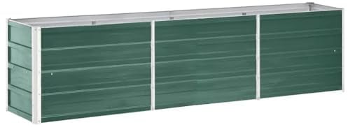 vidaXL Garten Hochbeet Gemüsebeet Pflanzbeet Gartenbeet Frühbeet Pflanzkasten Blumenkasten Blumenbeet Verzinkter Stahl 240x40x45cm Grün