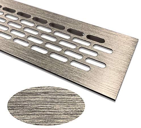 Lüftungsgitter Aluminium | 80mm x 600mm | Farbe: Edelstahl - gebürstet | Lüftungs Gitter Alu | Stegblech | Belüftungsgitter | Heizungsgitter | Belüftungsgitter/Lüftung