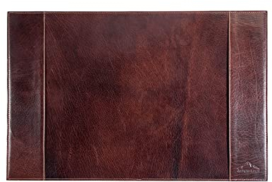 Alpenleder Schreibtischunterlage - TESSIN (Handgefertigt) - Nachhaltiges Bio-Leder aus regionaler Landwirtschaft | Schreibtischunterlage leder *Fair Produziert* (52x29cm, Marronato)